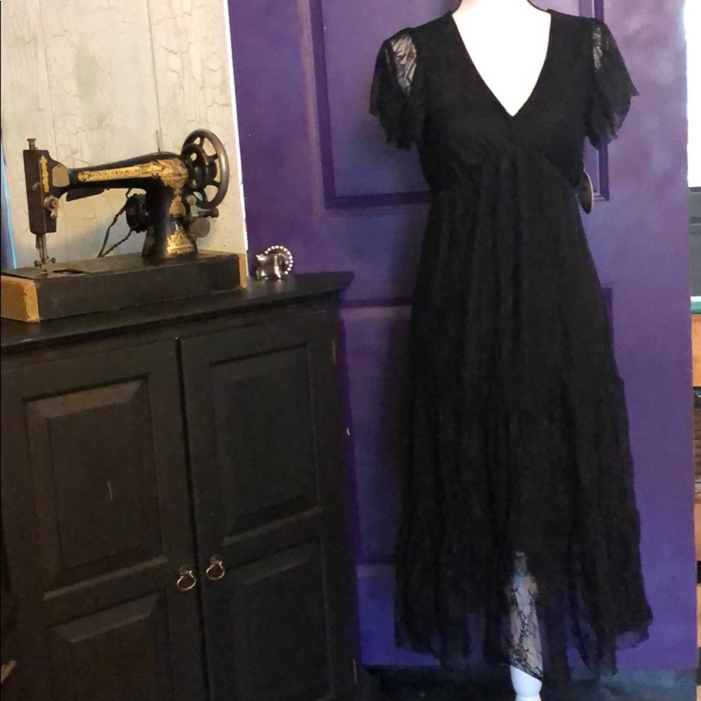 NWT black lace boho dress